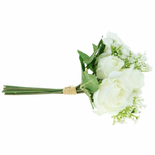 Floristik24 Bouquet de roses avec gypsophile blanc 26cm