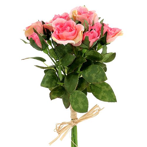 Floristik24 Bouquet de roses couleur fuchsia L 26 cm 3 p.