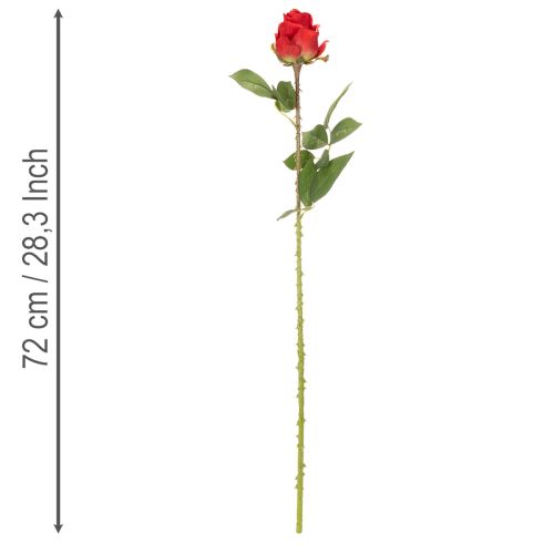 Branche de rose en soie, rose artificielle rouge 72 cm, lot de 3 | Floristik24.be