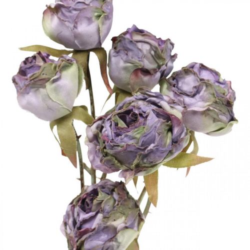 Floristik24 Branche de Rose Fleur de Soie Décoration de Table Art Rose Violet Antique L53cm