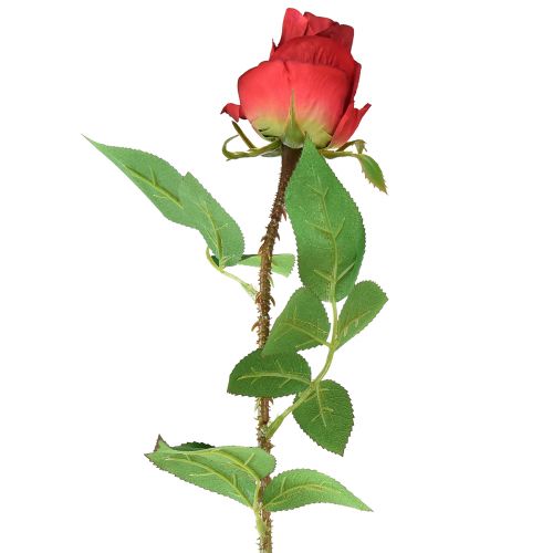 Branche de Rose Fleur en Soie Rose Artificielle Rouge 72cm