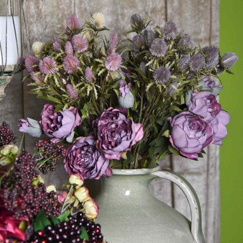 Floristik24 Branche de Rose Fleur de Soie Décoration de Table Art Rose Violet Antique L53cm