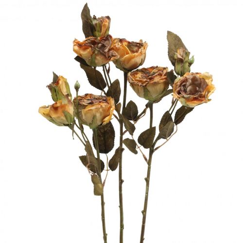 Bouquet de roses décoratives fleurs artificielles bouquet de roses jaune 45cm 3 pcs