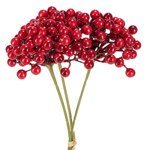 Floristik24 Décoration de Noël aux baies rouges, branche de 27 cm, bouquet de 3 pièces