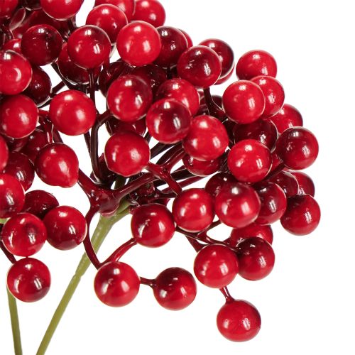 Article Décoration de Noël aux baies rouges, branche de 27 cm, bouquet de 3 pièces