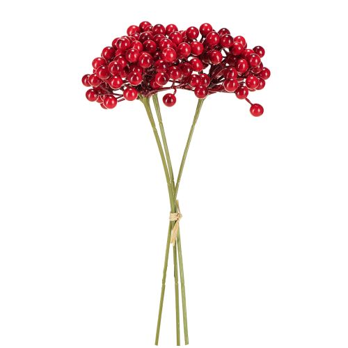Article Décoration de Noël aux baies rouges, branche de 27 cm, bouquet de 3 pièces