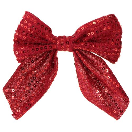 Article Lot de 4 nœuds cadeaux en velours rouge à paillettes 12 cm