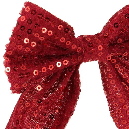 Article Lot de 4 nœuds cadeaux en velours rouge à paillettes 12 cm