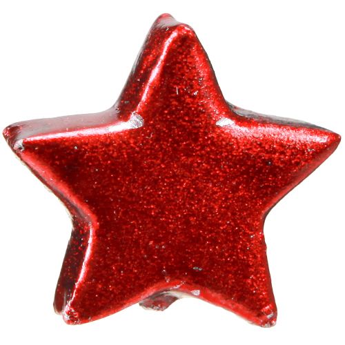 Étoiles de Noël peintes en rouge Ø2,5cm – 2e choix – 96 pièces