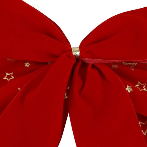 Article Nœud décoratif rouge étoiles de Noël extérieur 21 cm 2 pièces