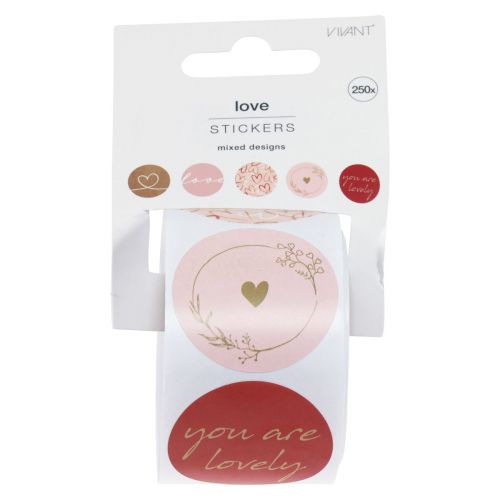 Floristik24 Etiquettes autocollantes rondes Saint Valentin Ø4cm 250 pcs
