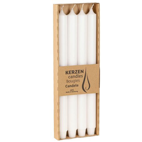 Article Bougies rustiques blanches avec base conique 350/28 mm 4 pièces