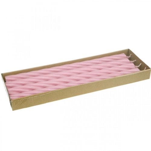 Article Bougies rustiques, couleur unie rose 350/28mm 4pcs