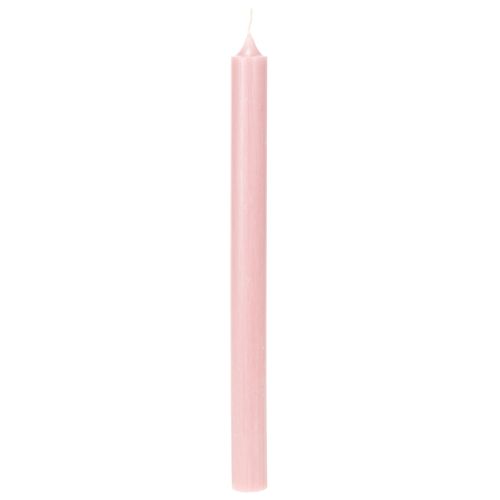 Bougies rustiques coniques roses unies 350/28 mm, lot de 4