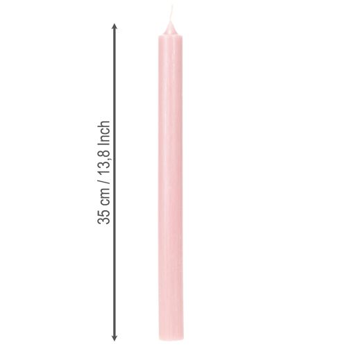 Bougies rustiques coniques roses unies 350/28 mm, lot de 4 | Floristik24.be