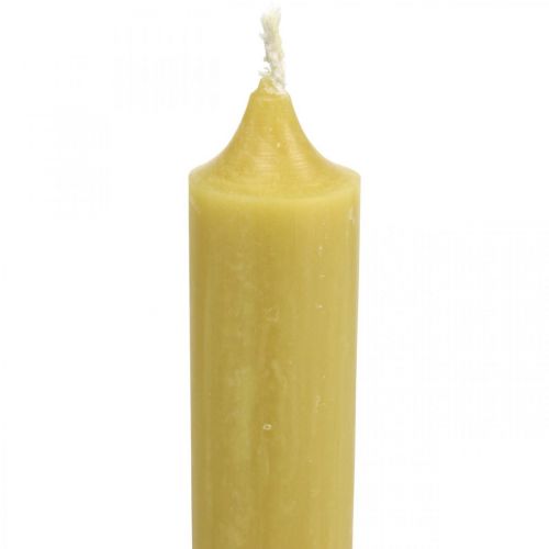 Floristik24 Bougies rustiques bougies en bâton hautes de couleur unie jaune 350/28mm 4 pièces
