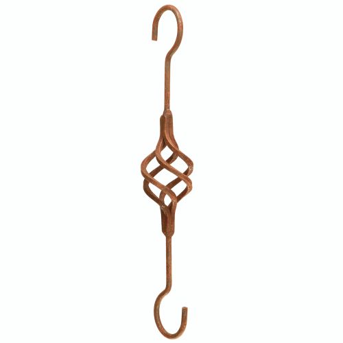 Crochet en S Déco métal rustique Rouille aspect antique 34cm