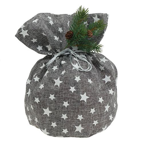 Floristik24 Sac d&#39;Étoiles Ø23cm H35cm Gris