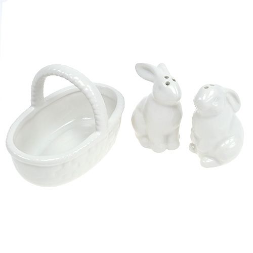 Floristik24 Salière et poivrier lapin blanc 1P.
