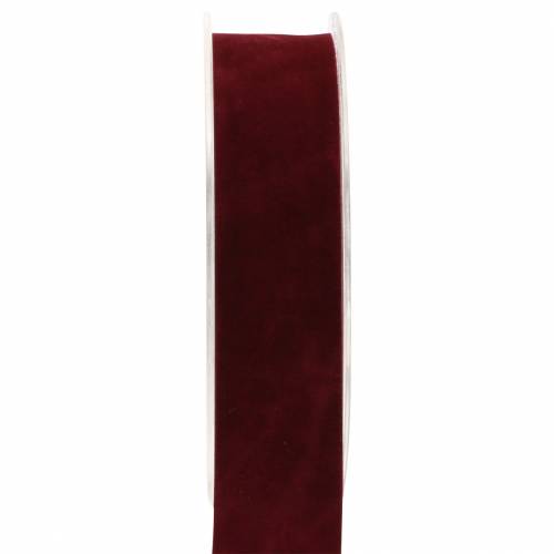 Floristik24 Ruban velours Bordeaux rouge 25mm 7m