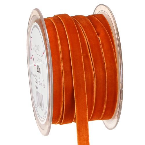 Ruban décoratif en velours orange foncé 10 mm 20 m