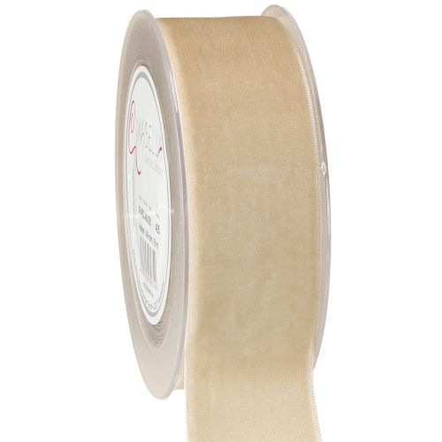 Ruban de velours décoratif, ruban cadeau en velours beige 40 mm, 8 m