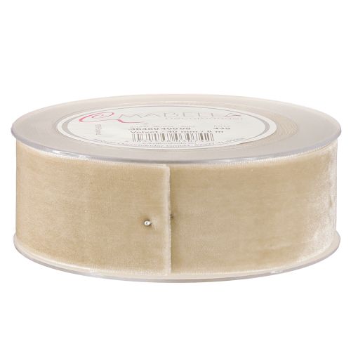 Article Ruban de velours décoratif, ruban cadeau en velours beige 40 mm, 8 m