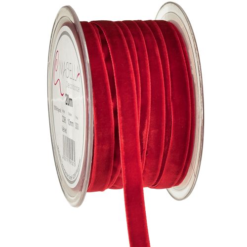 Ruban décoratif en velours rouge 10 mm 20 m