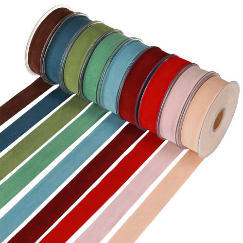 Floristik24 Ruban cadeau en velours 25 mm 7 m Couleurs variées