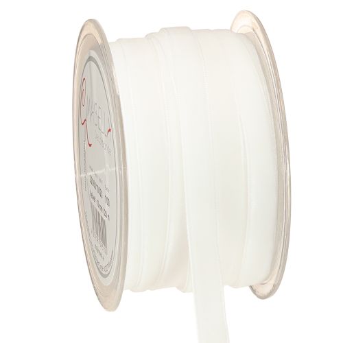 Ruban de velours blanc, ruban décoratif, ruban cadeau blanc 10 mm, 20 m