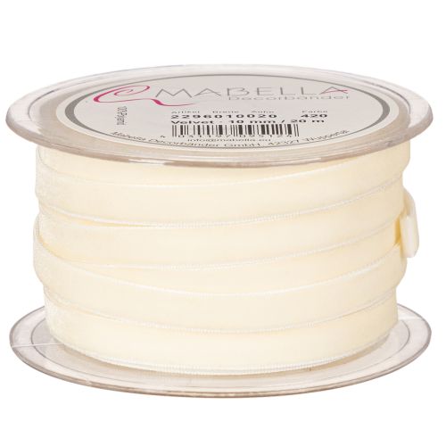 Ruban de velours en rouleau pour loisirs créatifs et emballage, 10 mm x 20 m | Floristik24.be