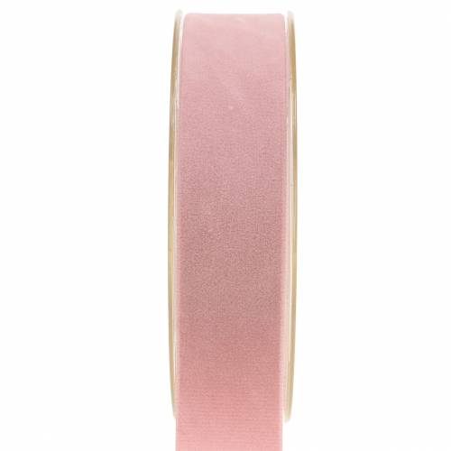 Floristik24 Ruban velours rose 25mm 7m