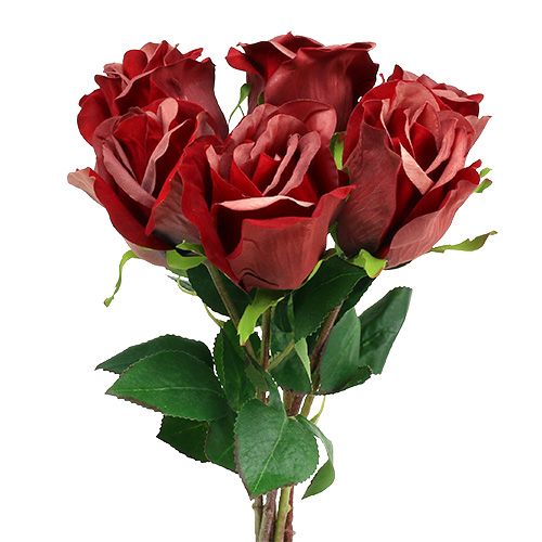 Floristik24 Rose en velours rouge Ø8cm L45cm 6 pcs