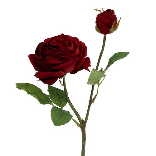 Floristik24 Rose de velours en rouge Ø9cm L38cm