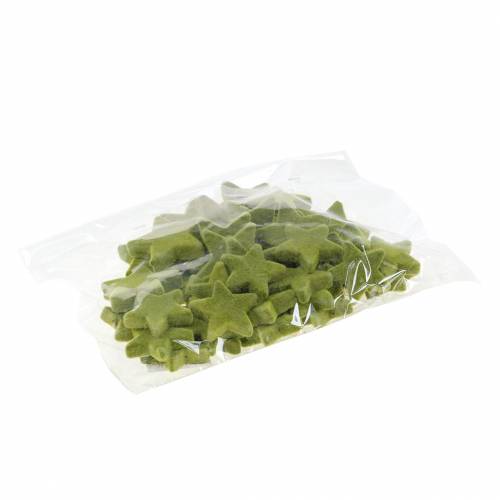 Article Décoration à disperser étoiles floquées vert mousse 4cm/5cm 40 pcs