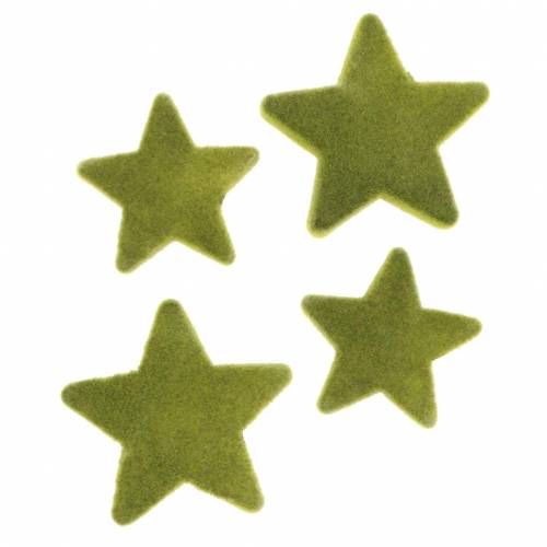Décoration à disperser étoiles floquées vert mousse 4cm/5cm 40 pcs