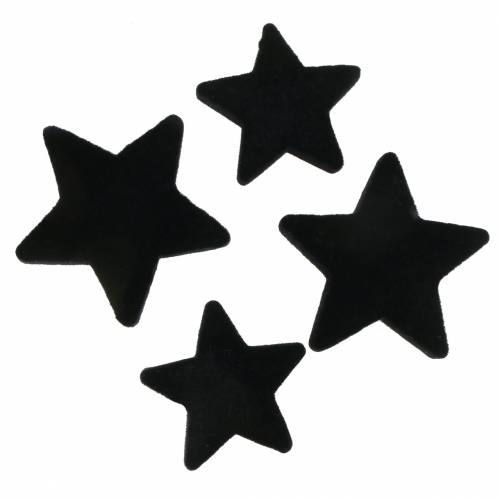 Décoration étoiles velours noir 4/5cm 40 pcs