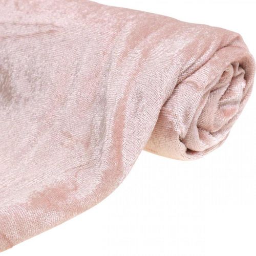 Floristik24 Tissu déco Velours Décoration de table velours vieux rose 140×300cm