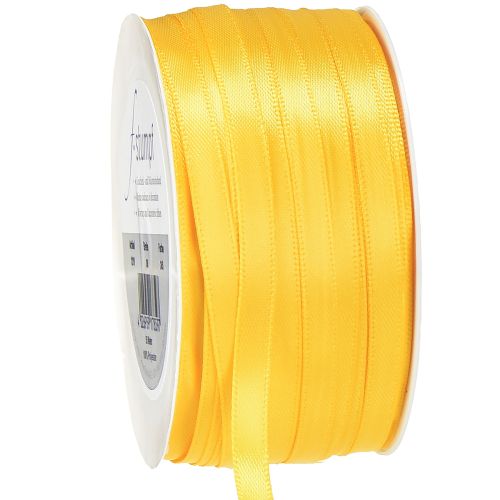 Floristik24 Ruban cadeau en satin jaune étroit, ruban décoratif 6 mm, 50 m
