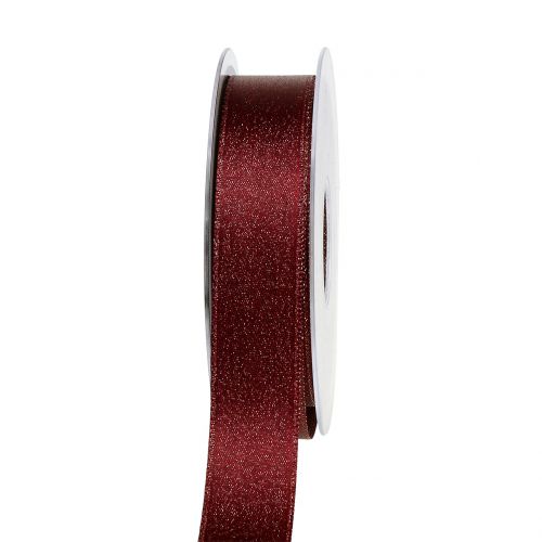 Ruban de satin avec mica rouge foncé 25mm 20m