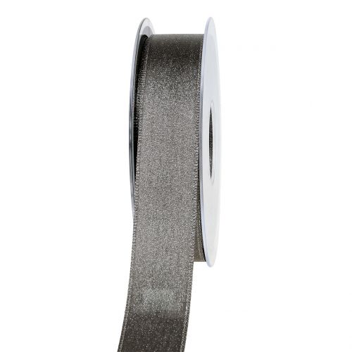 Ruban satin avec gris mica 25mm 20m