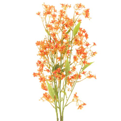 Branche d'orchidée artificielle orange filigranée, décoration de chambre, 110 cm, lot de 3