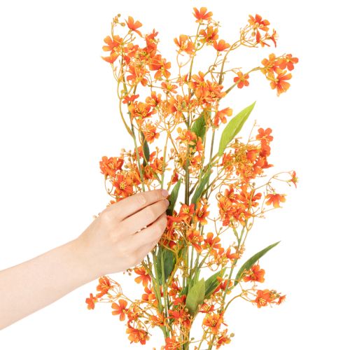 Branche d'orchidée artificielle orange filigranée, décoration de chambre, 110 cm, lot de 3 | Floristik24.be