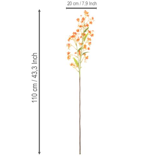 Branche d'orchidée artificielle orange filigranée, décoration de chambre, 110 cm, lot de 3 | Floristik24.be