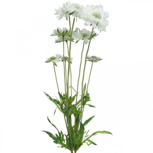 Article Fleur artificielle Scabiose fleur de jardin blanche H64cm bouquet de 3 pièces