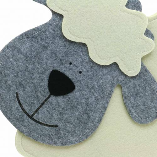 Floristik24 Mouton debout en feutre crème, gris 51 × 7cm H47cm