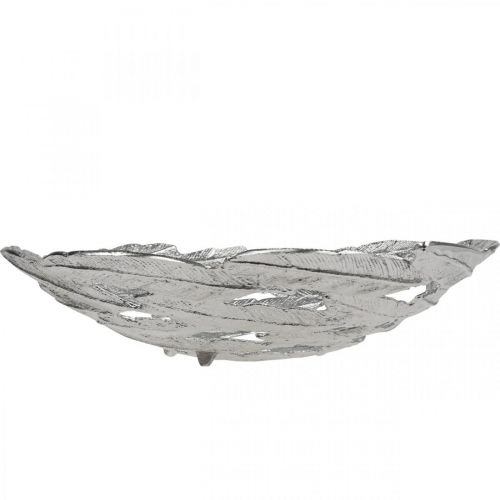 Article Coupelle décorative bol en métal argenté plumes Ø37cm H9cm