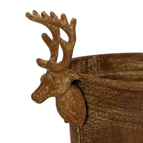 Bol décoratif ovale en forme de tête de renne, couleur rouille, style rustique, 41 cm | Floristik24.be