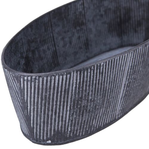 Article Bol ovale en métal noir gris vintage 32,5/37 cm Lot de 2