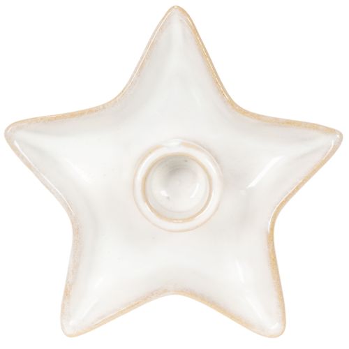 Bougeoir en céramique en forme d'étoile, blanc, pour bougies coniques, 12 cm, lot de 2 | Floristik24.be